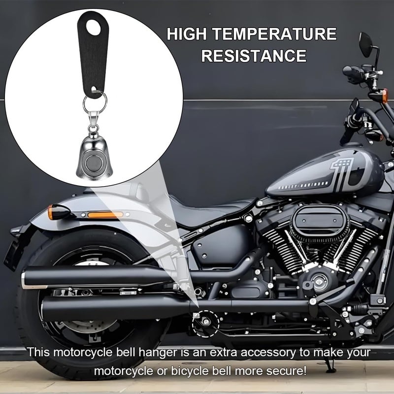 KVAEY Motorcycle Bell Hanger, Good Luck Riding Motor Hanger with Split Ring, Metal Biker Bell Hanger Fits for Most Bells (Black, Style B) - Image 4
